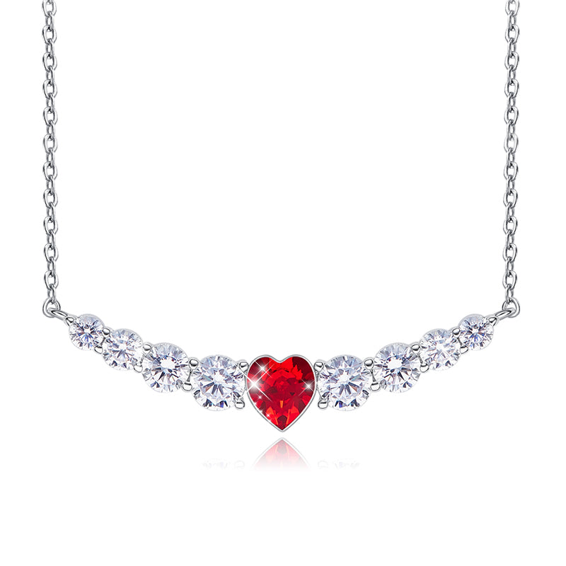 3.00 Cttw Rainbow Aurora Borealis Gemstone Heart Necklace in Silvertone (8+ Options)