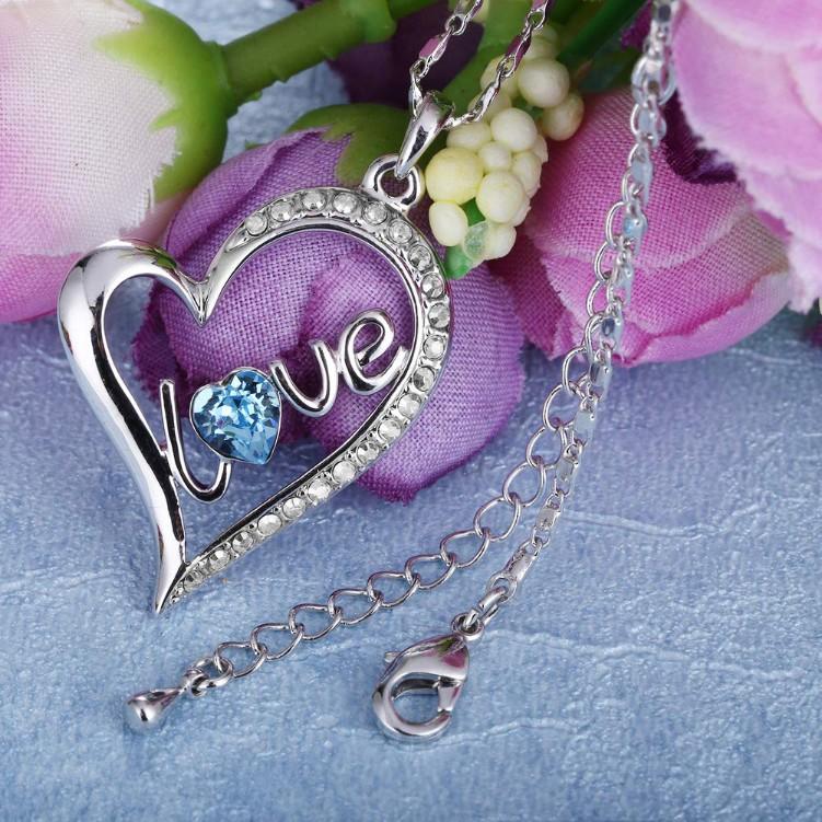 Blue  Elements Pav'e Heart Shaped Necklace in 14K White Gold + Gift Box