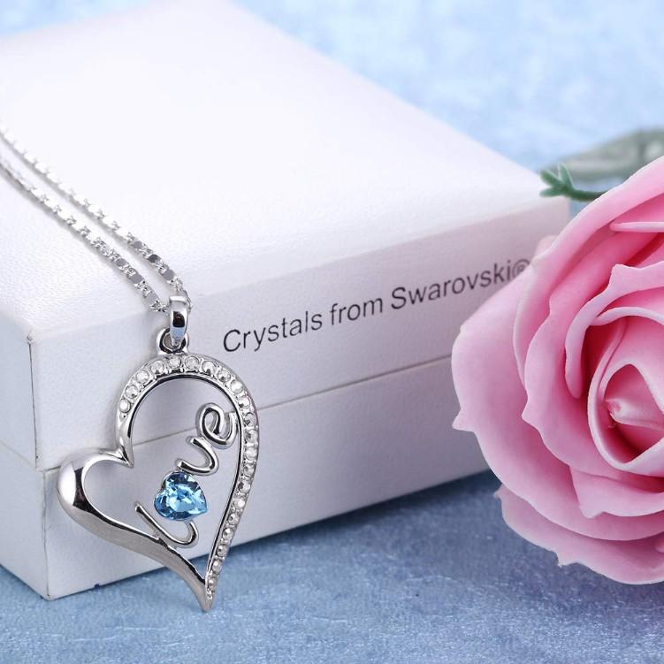 Blue  Elements Pav'e Heart Shaped Necklace in 14K White Gold + Gift Box
