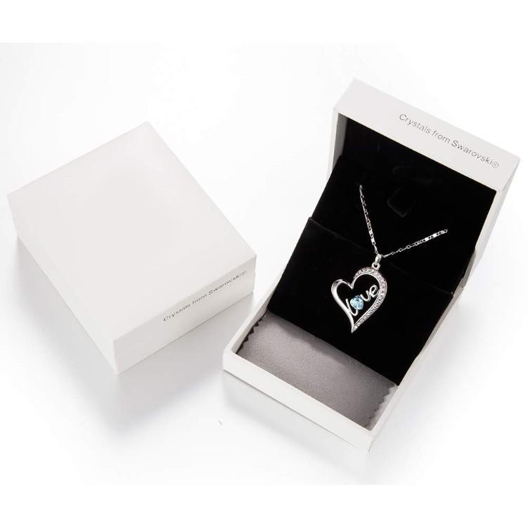 Blue  Elements Pav'e Heart Shaped Necklace in 14K White Gold + Gift Box