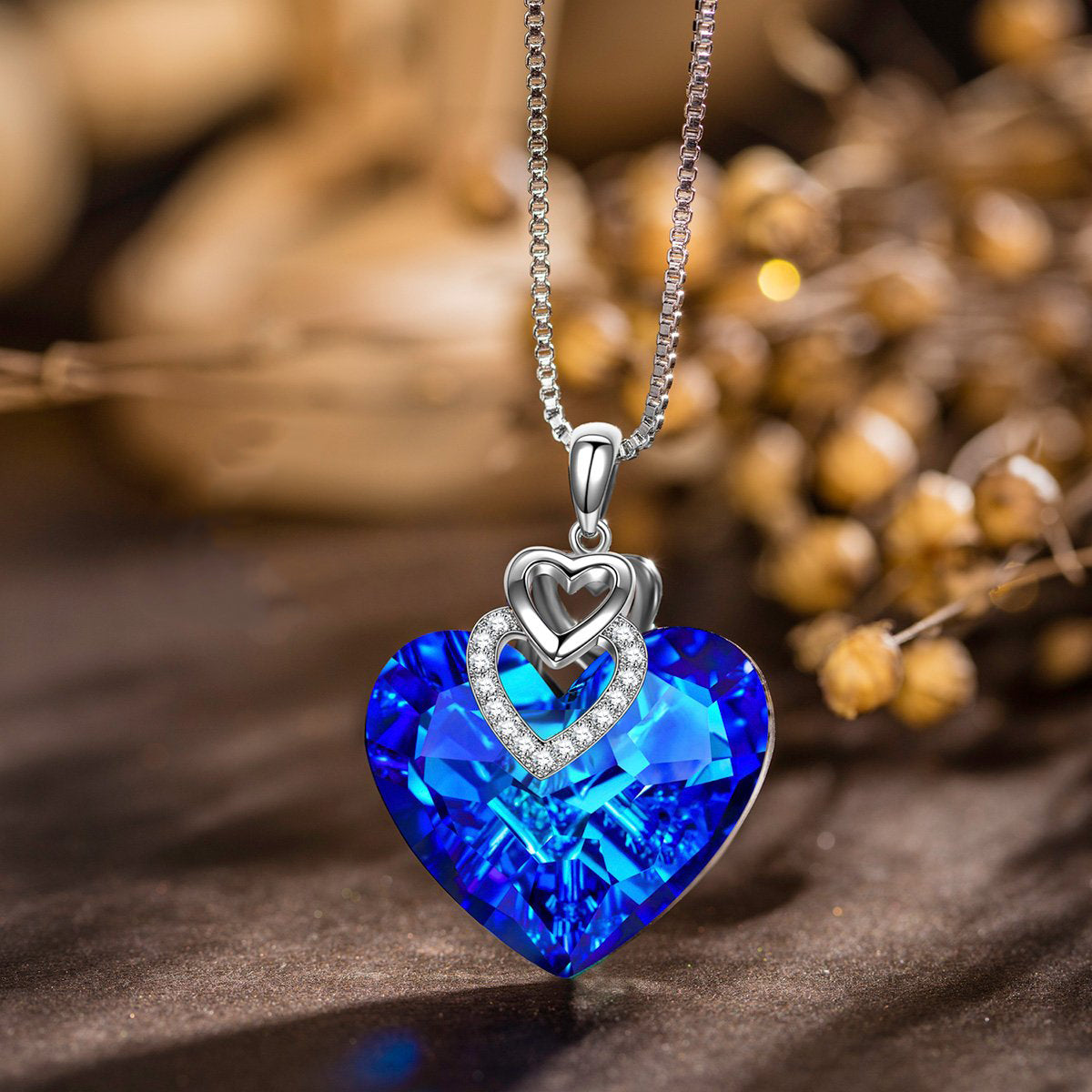 Heart of the Ocean Necklace in Rhodium Tone