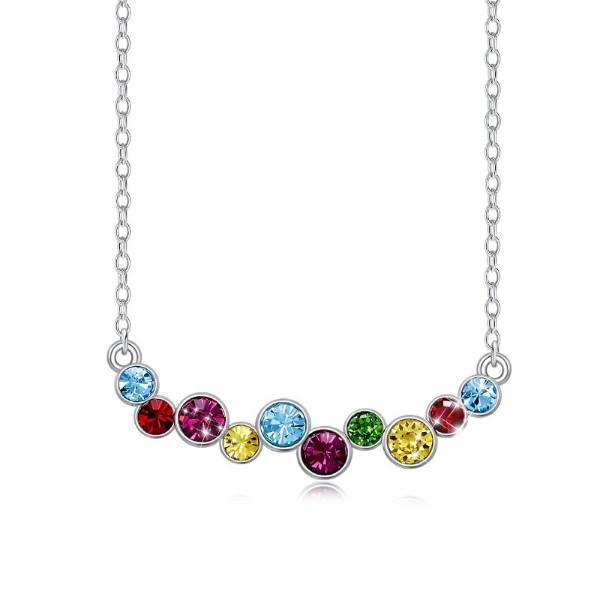 Rainbow  Cluster Multi Statement Necklace in 14K White Gold