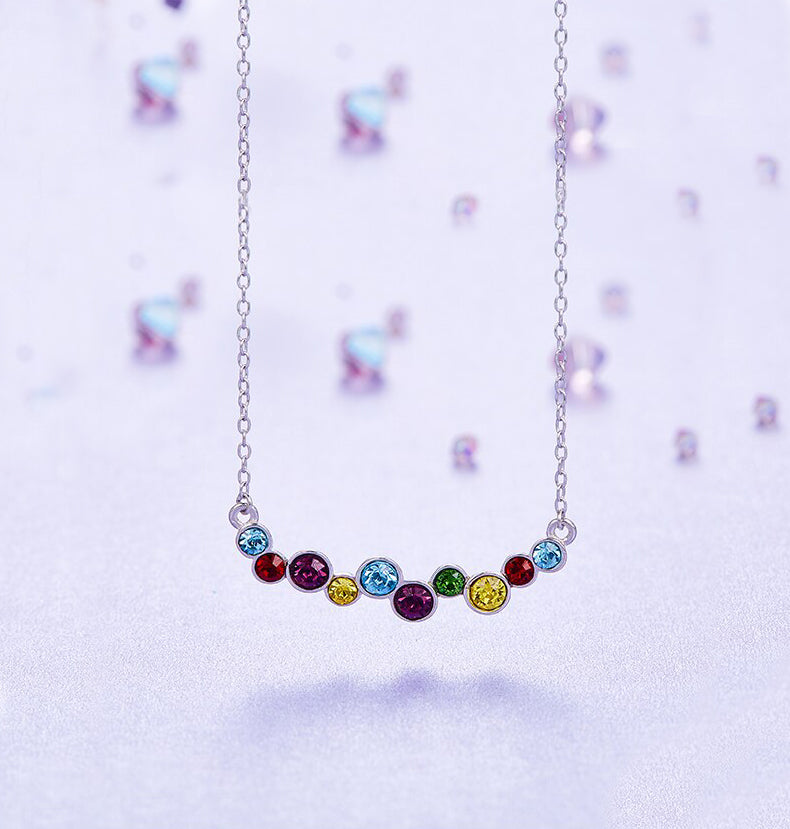 Elements Rainbow of Love Bubble Necklace in 14K White Gold Tone