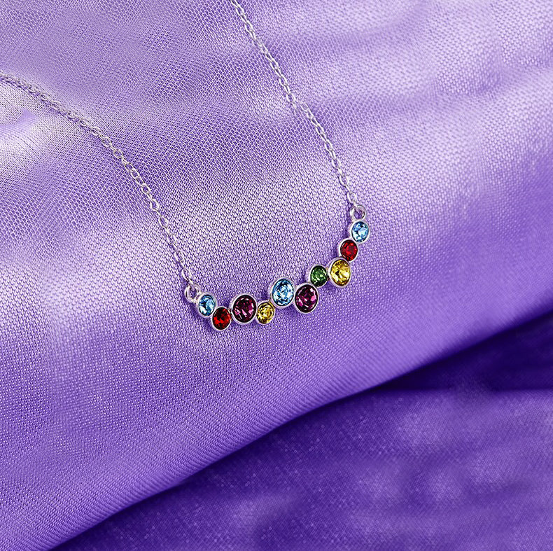 Elements Rainbow of Love Bubble Necklace in 14K White Gold Tone