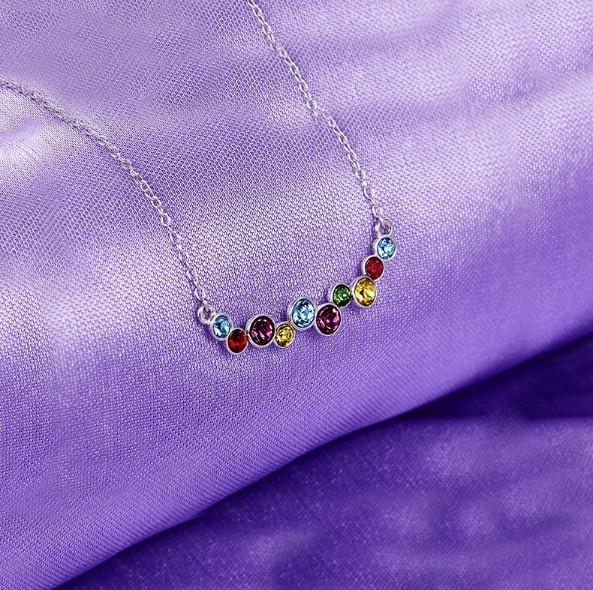 Rainbow  Cluster Multi Statement Necklace in 14K White Gold