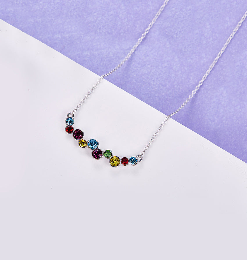 Elements Rainbow of Love Bubble Necklace in 14K White Gold Tone