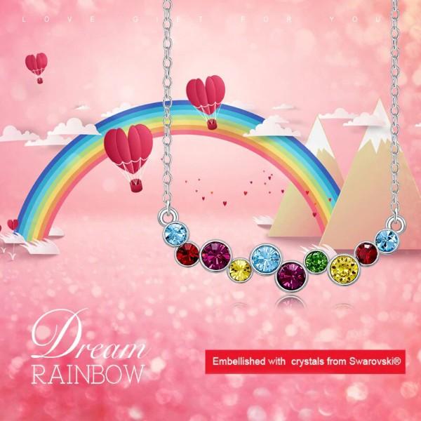 Rainbow  Cluster Multi Statement Necklace in 14K White Gold