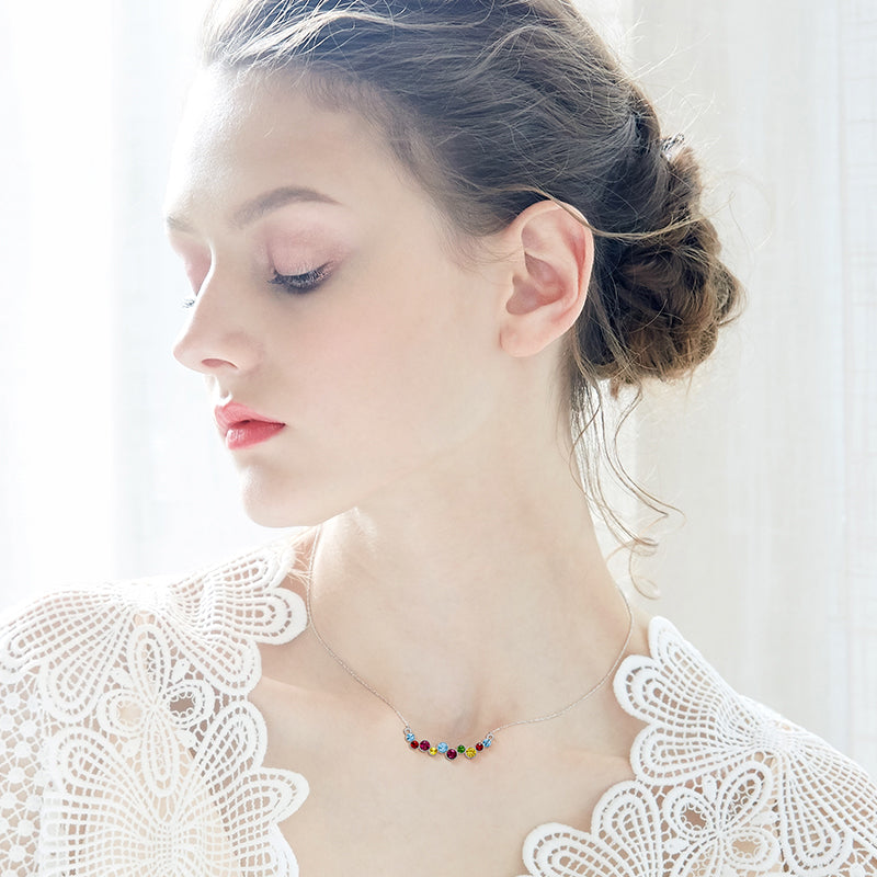 Elements Rainbow of Love Bubble Necklace in 14K White Gold Tone