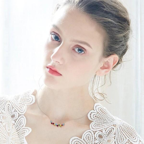 Rainbow  Cluster Multi Statement Necklace in 14K White Gold