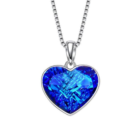 Aruba Blue  Elements Heart Shaped Necklace in 14K White Gold