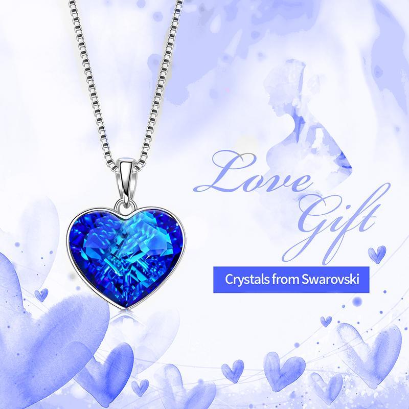 Classic Bermuda blue Heart Necklace ITALY Design
