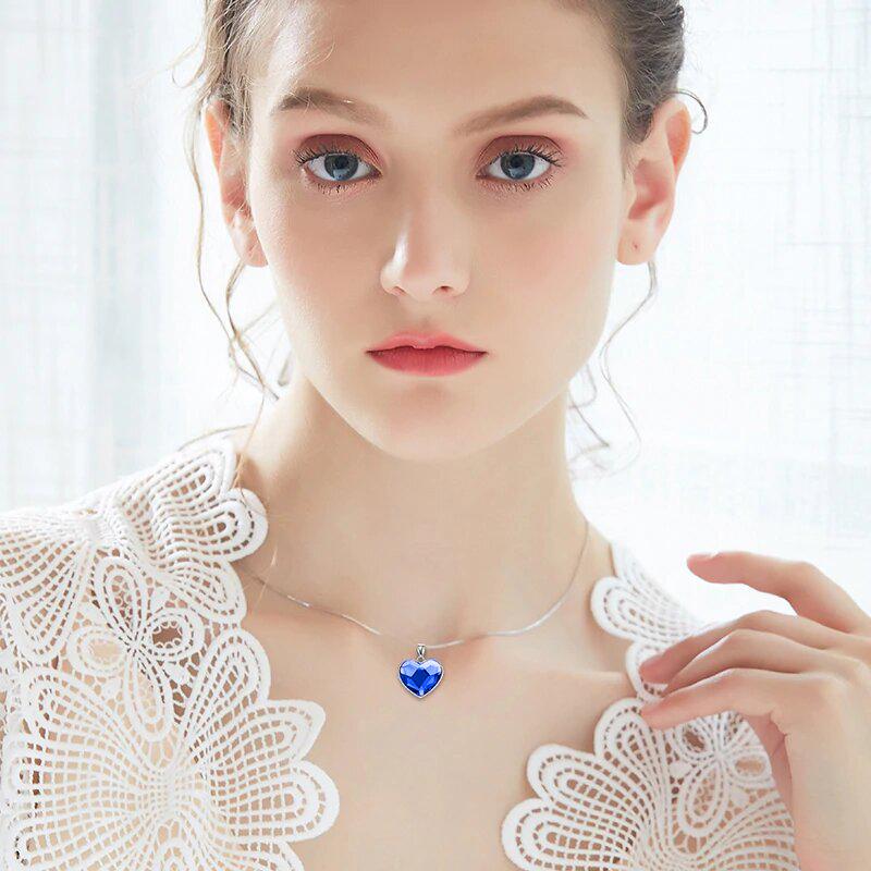 Classic Bermuda blue Heart Necklace ITALY Design