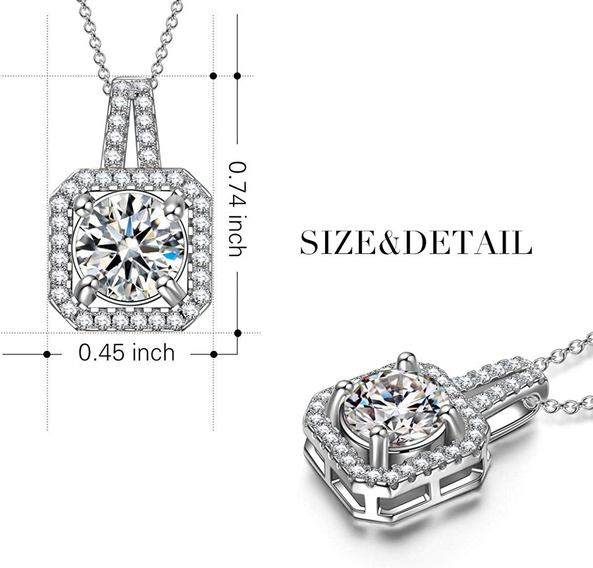 Classic Pave Cushion Frame Pendant Necklace