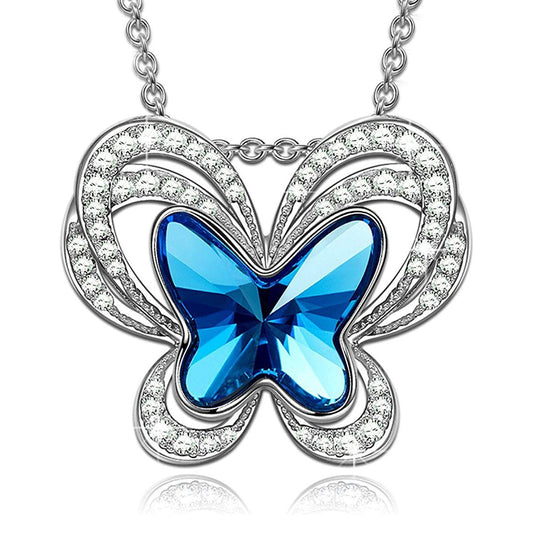 Blue Topaz Butterfly Necklace ITALY Design