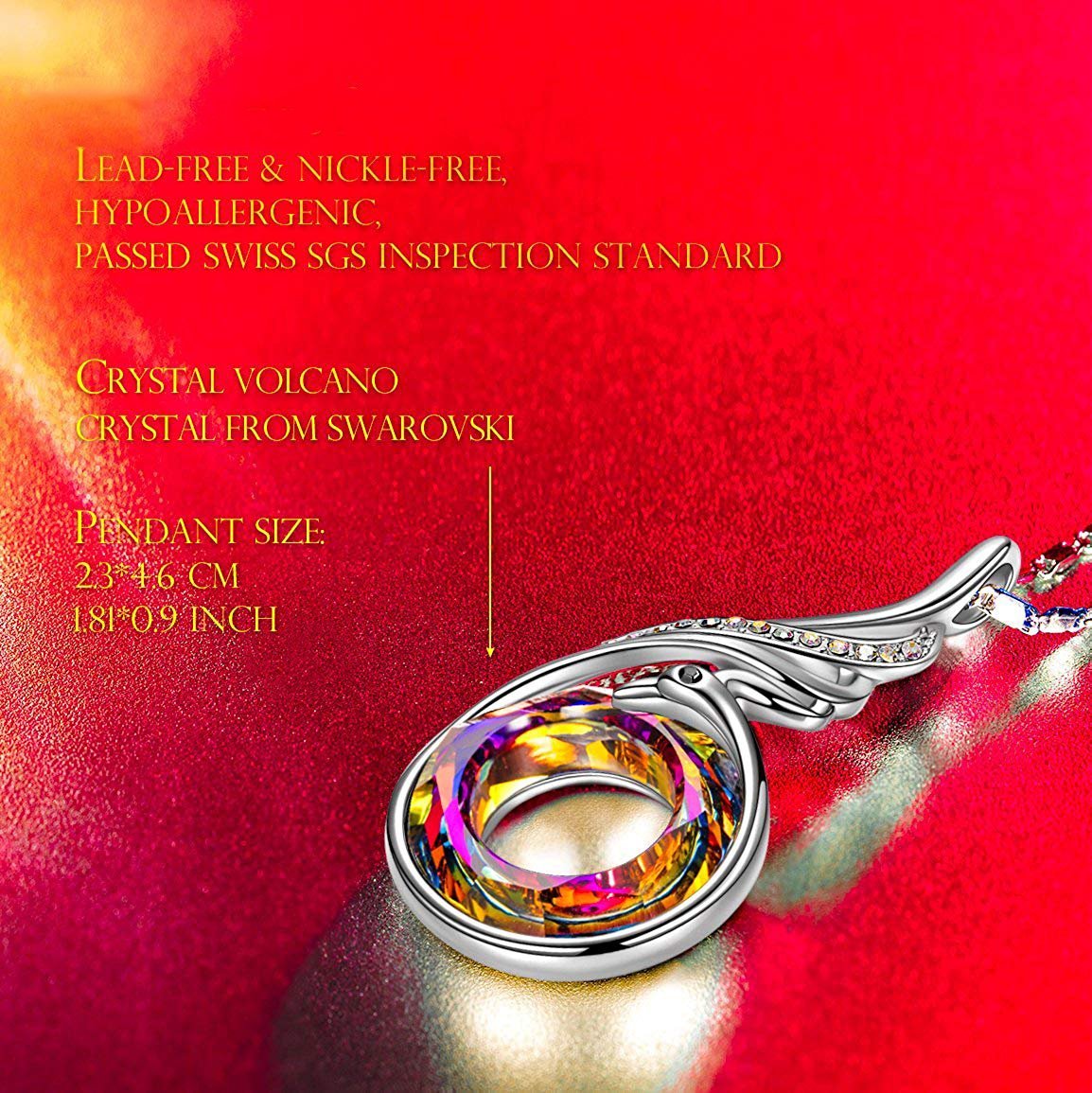 Flaming Phoenix Fire Swirl Necklace ITALY Design
