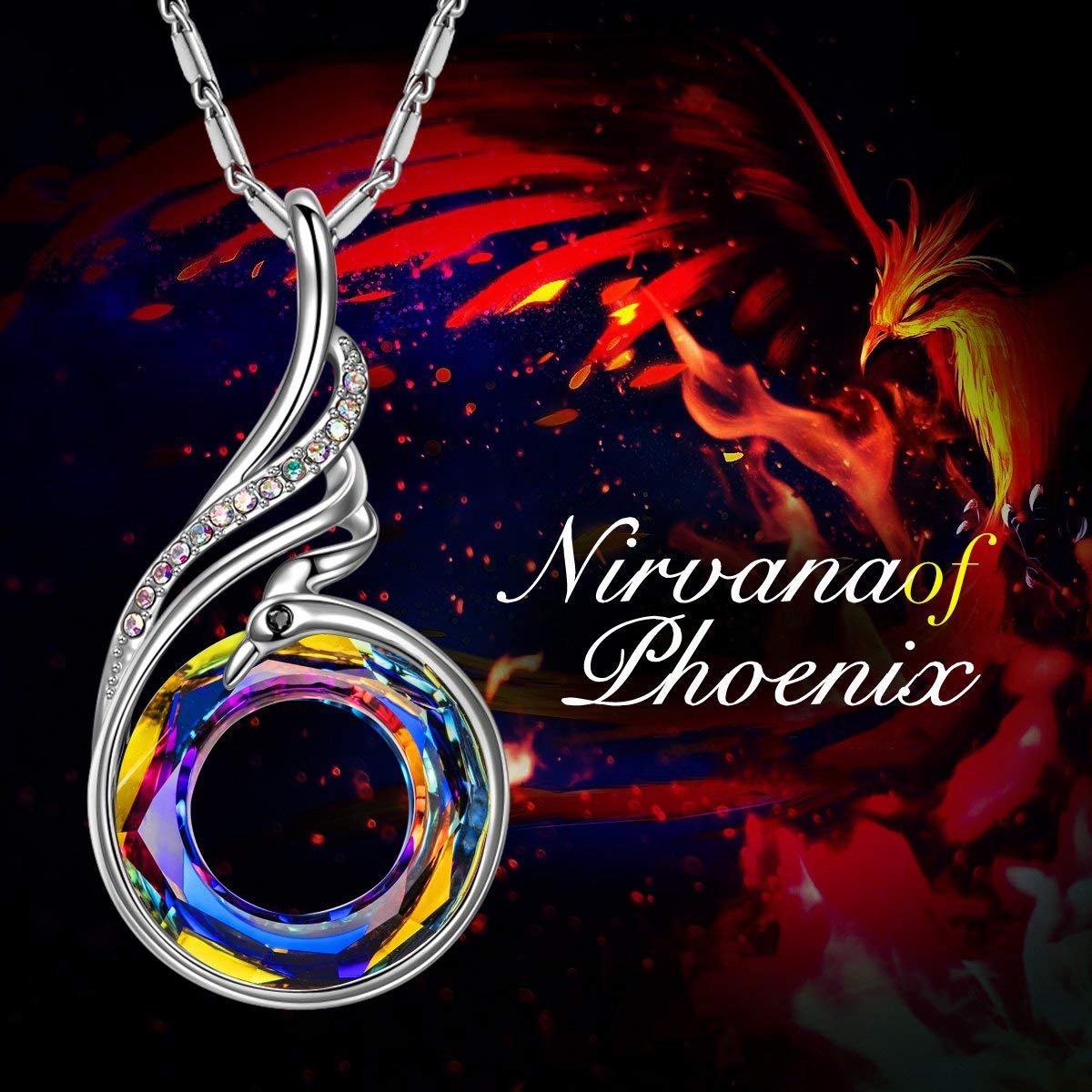 Flaming Phoenix Fire Swirl Necklace ITALY Design