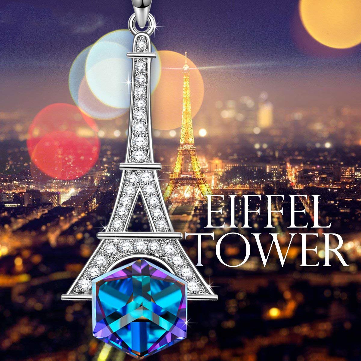 Eiffel Tower Pave Necklace ITALY Design