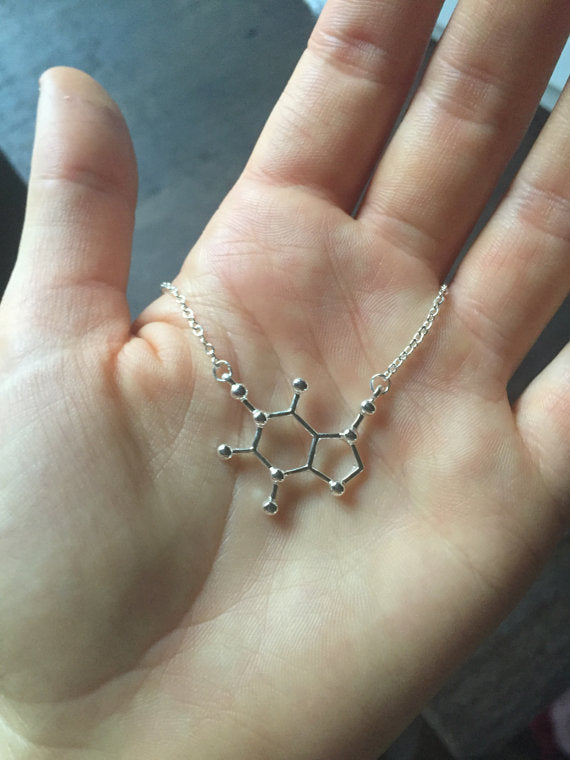 Organic Chemist Hollow Pendant Necklace in Silver Tone