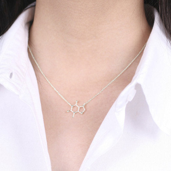 Organic Chemist Hollow Pendant Necklace in Silver Tone