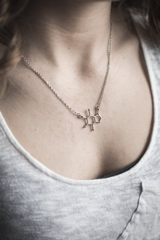 Organic Chemist Hollow Pendant Necklace in Silver Tone