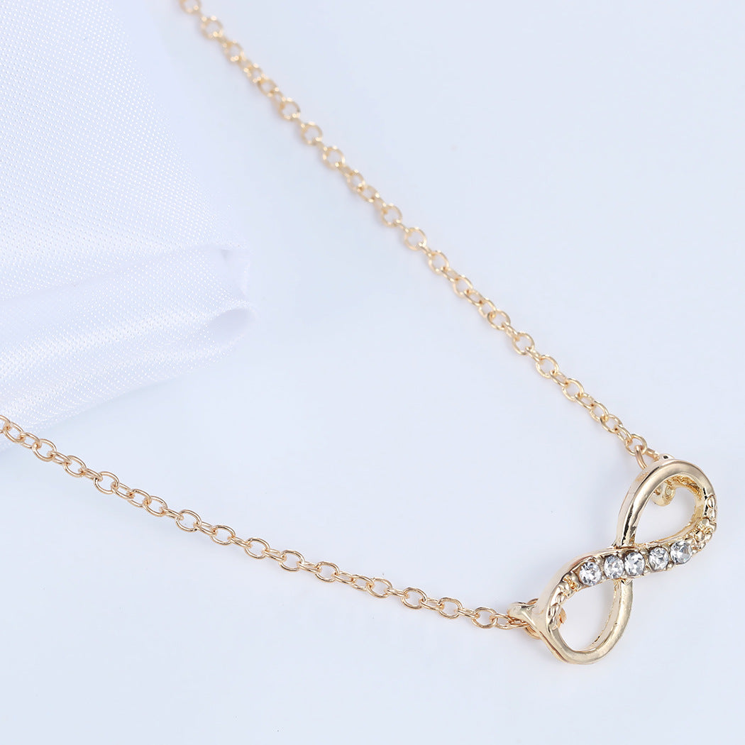Italian  Pav’e Infinity Necklace in Goldtone Tone