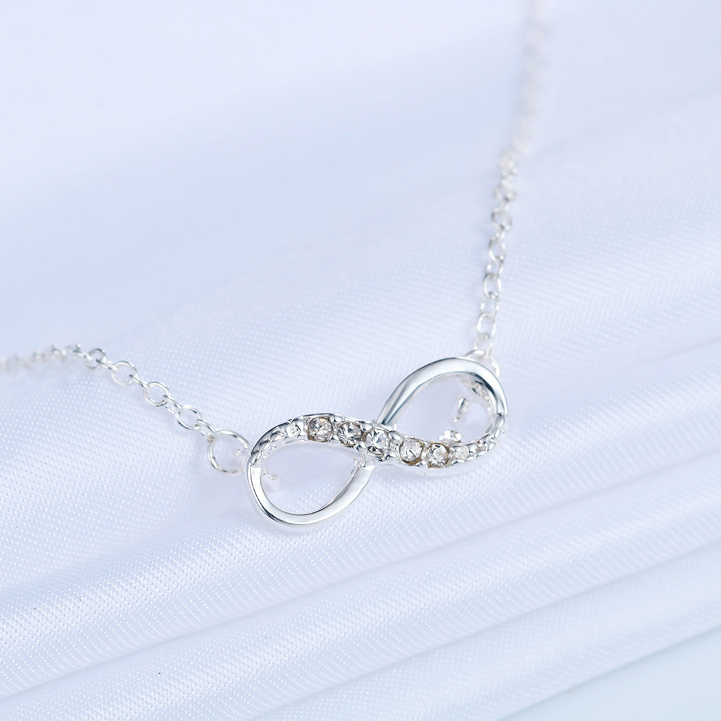 Italian  Pav’e Infinity Necklace in Goldtone Tone