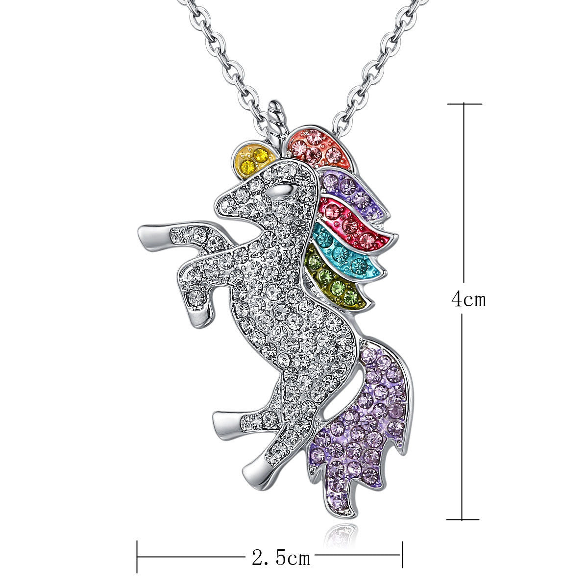 Crystal Rainbow Unicorn Necklace in Goldtone - 2 Options