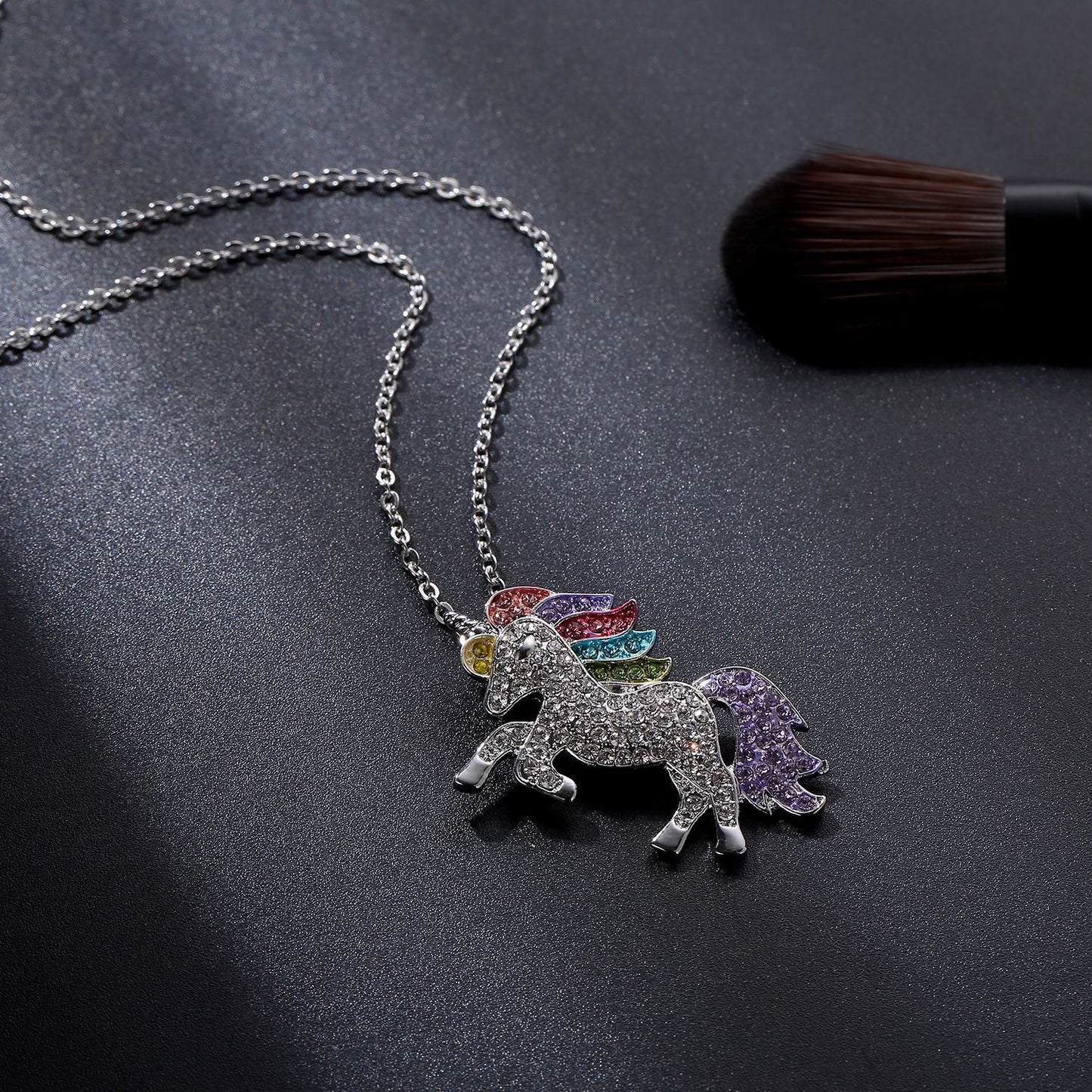 Crystal Rainbow Unicorn Necklace in Goldtone - 2 Options