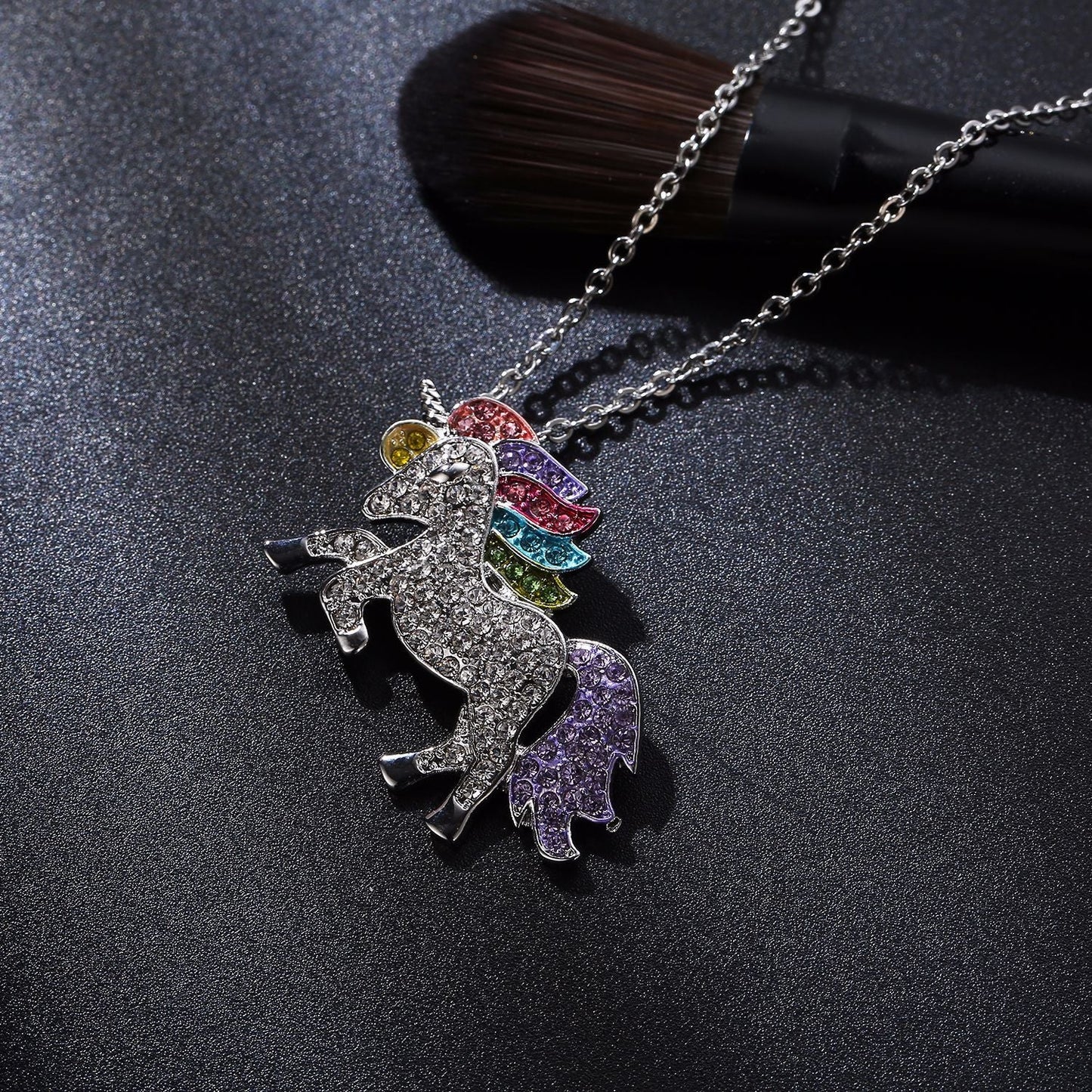 Crystal Rainbow Unicorn Necklace in Goldtone - 2 Options