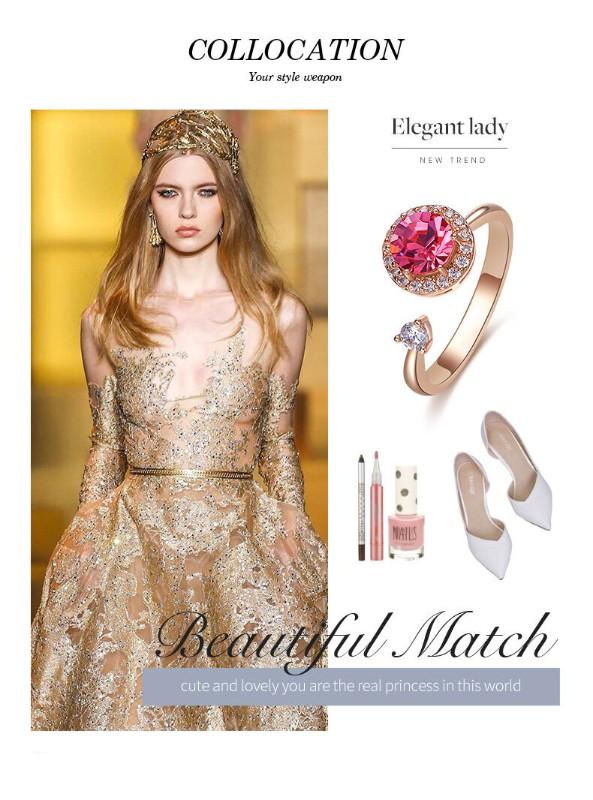 Twisted Pink  Elements Circular Halo Adjustable Ring