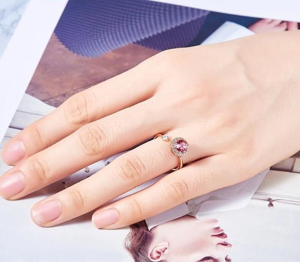 Twisted Pink  Elements Circular Halo Adjustable Ring