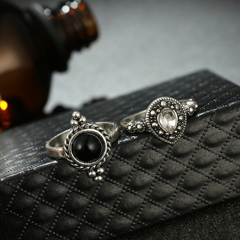 Black & White 11 Piece Bohemian Ring Set