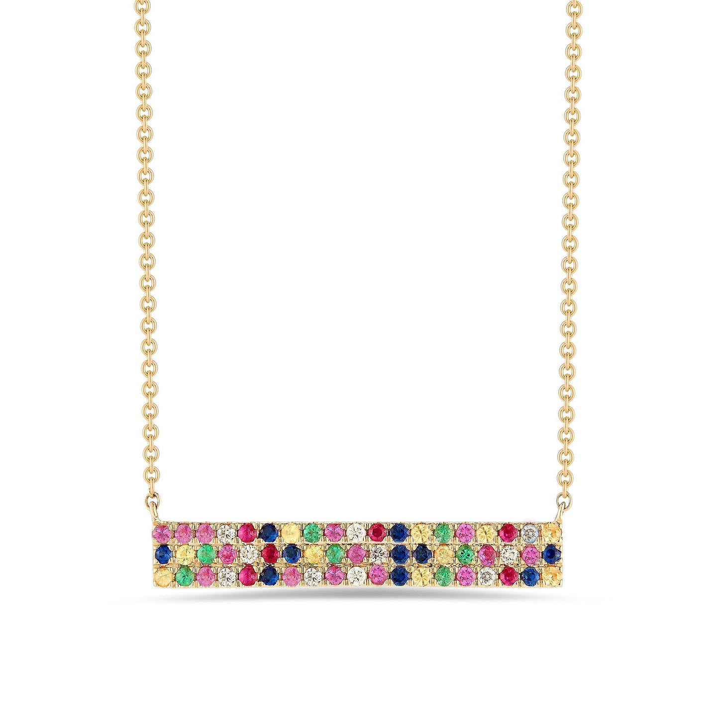 Goldtone Tone  Rainbow  Elements Pav'e Bar Pendant Necklace