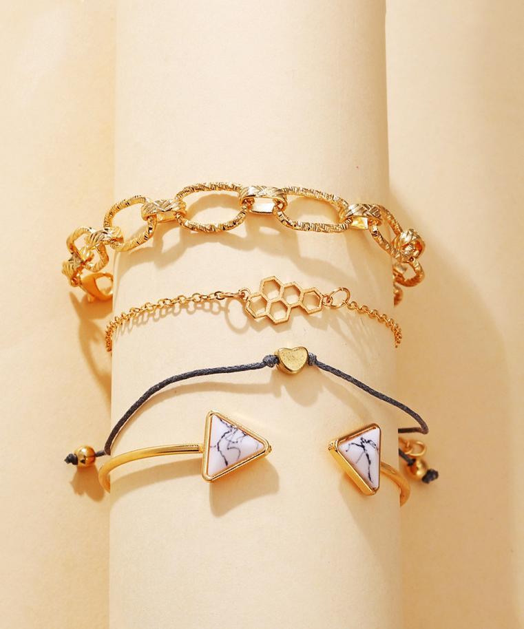 4 Piece Chain Bracelet Set Goldtone Bracelet ITALY Design