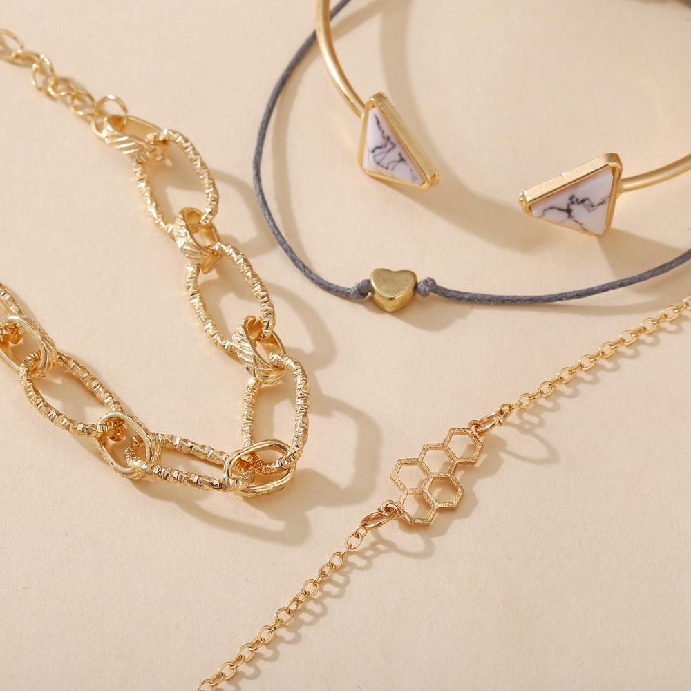 4 Piece Chain Bracelet Set Goldtone Bracelet ITALY Design