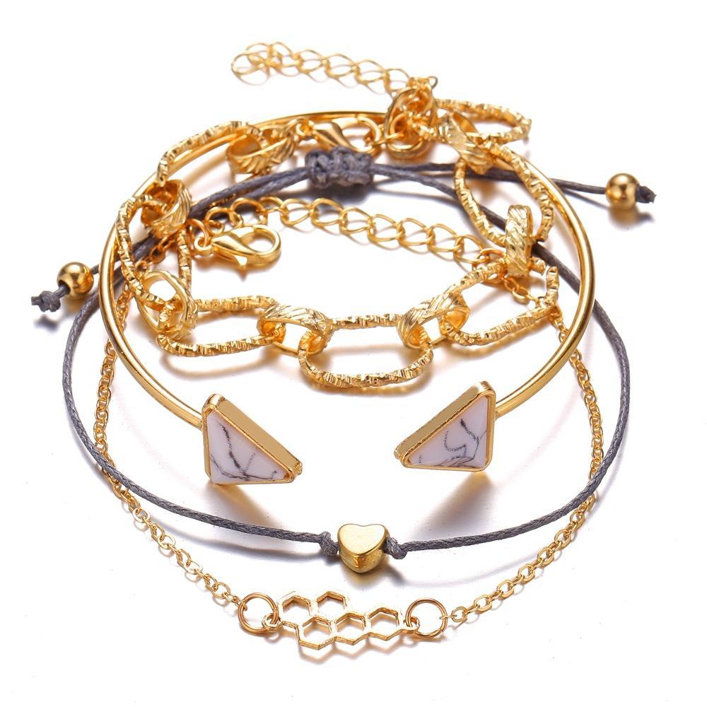 4 Piece Chain Bracelet Set Goldtone Bracelet ITALY Design