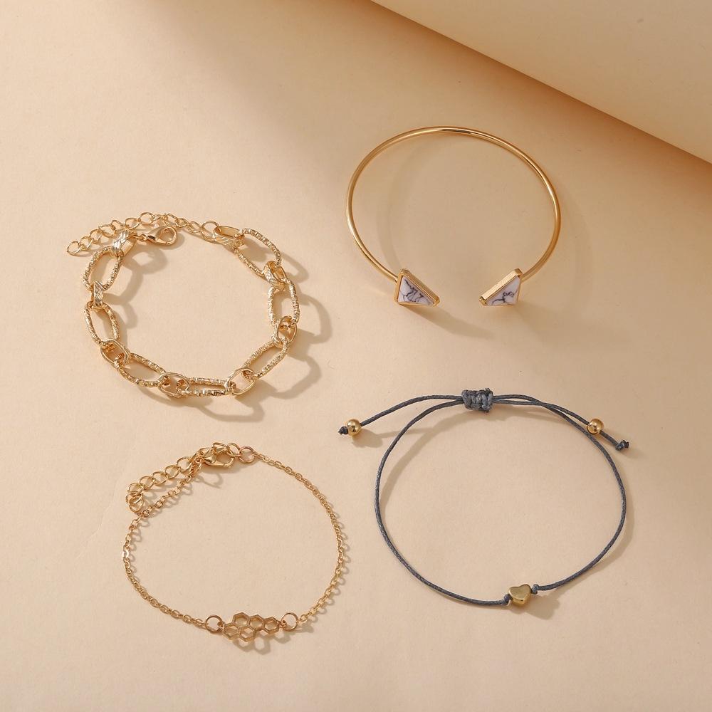 4 Piece Chain Bracelet Set Goldtone Bracelet ITALY Design