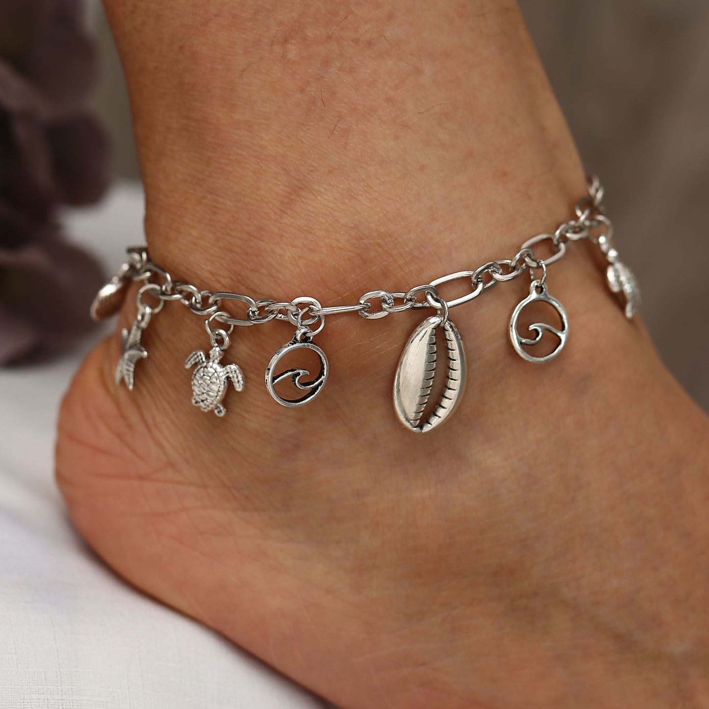 Charm Bracelet of the Sea  Silvertone Bracelet ITALY Design