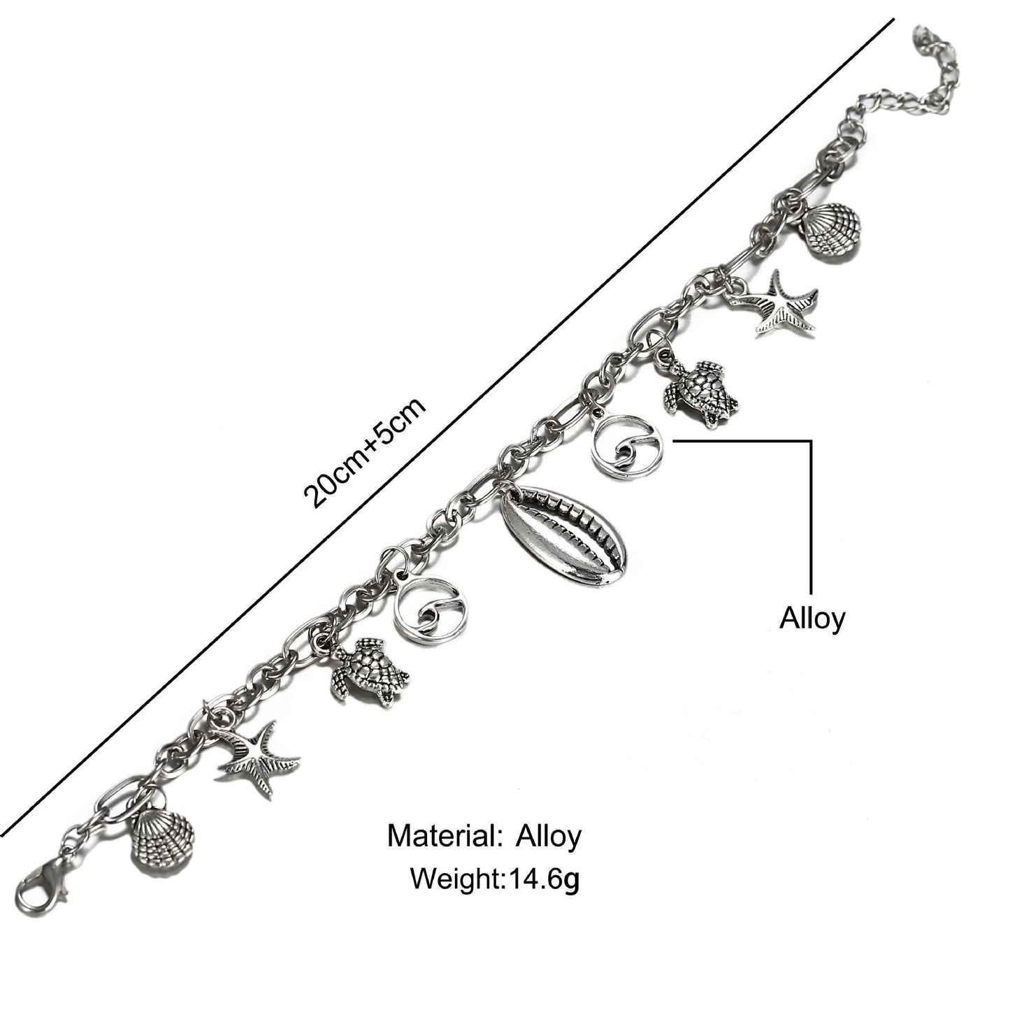 Charm Bracelet of the Sea  Silvertone Bracelet ITALY Design