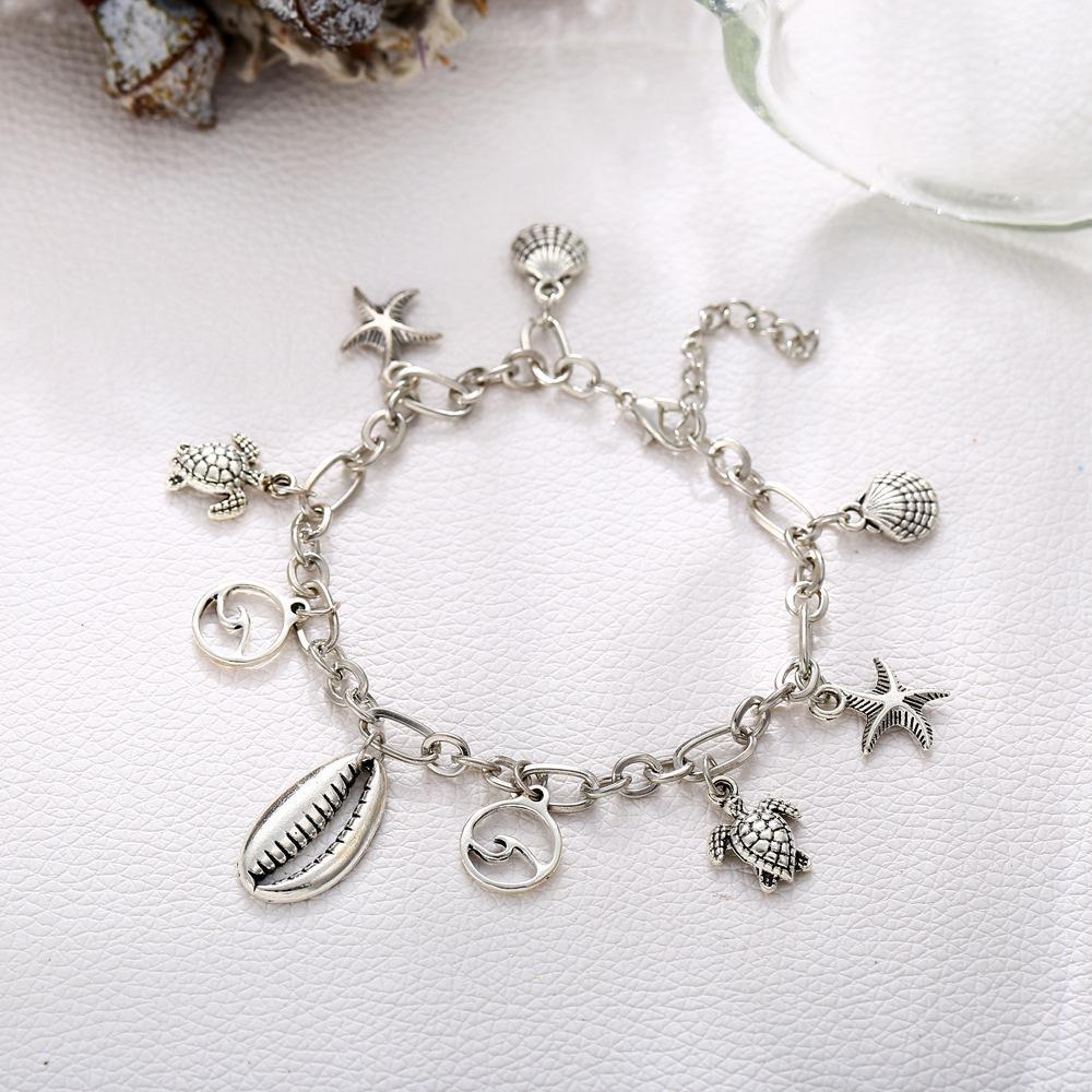 Charm Bracelet of the Sea  Silvertone Bracelet ITALY Design