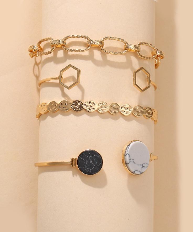 4 Piece Medallion Bracelet Set Goldtone Bracelet ITALY Design