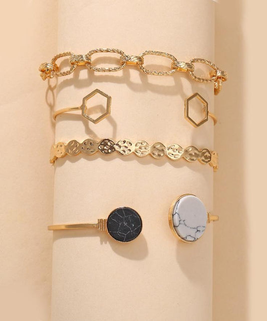 4 Piece Medallion Bracelet Set Goldtone Bracelet ITALY Design