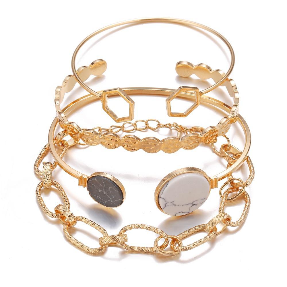4 Piece Medallion Bracelet Set Goldtone Bracelet ITALY Design