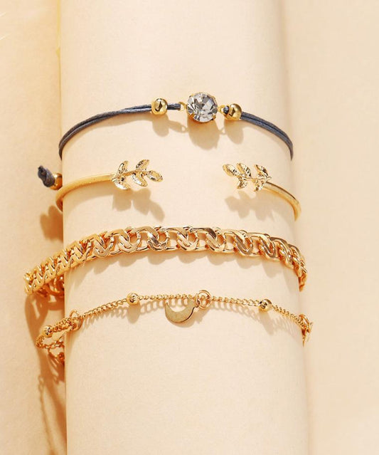 4 Piece Roman Bracelet Set With  Crystals Goldtone Bracelet ITALY Design