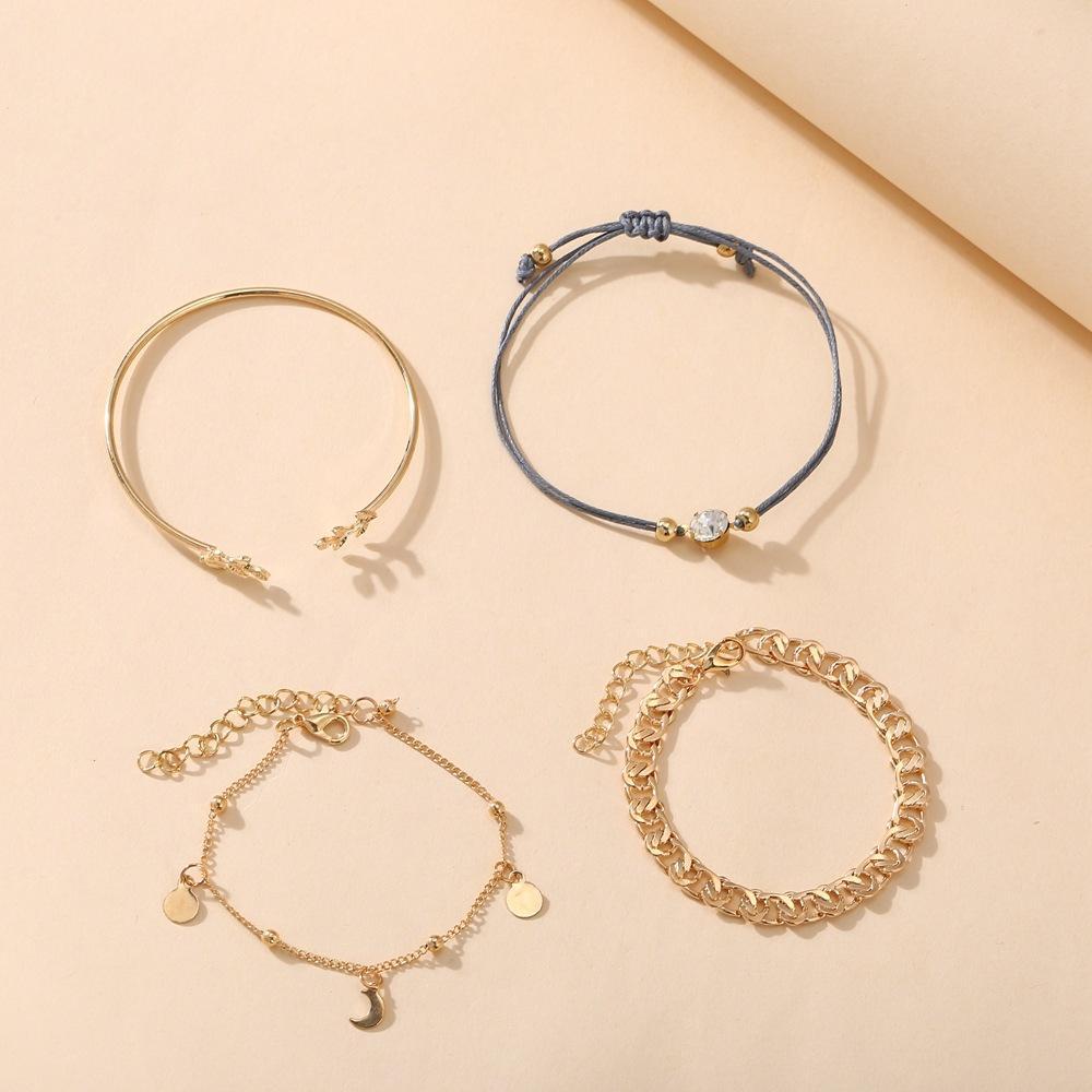 4 Piece Roman Bracelet Set With  Crystals Goldtone Bracelet ITALY Design