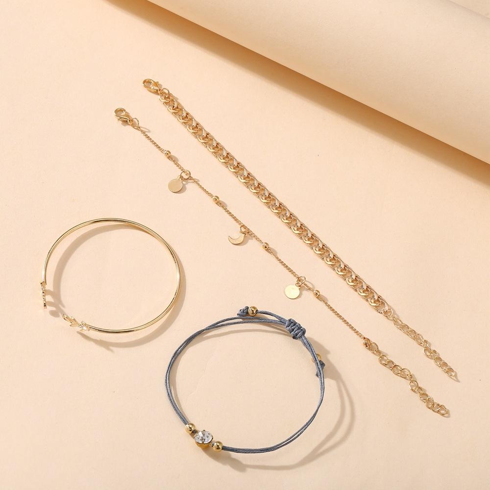 4 Piece Roman Bracelet Set With  Crystals Goldtone Bracelet ITALY Design