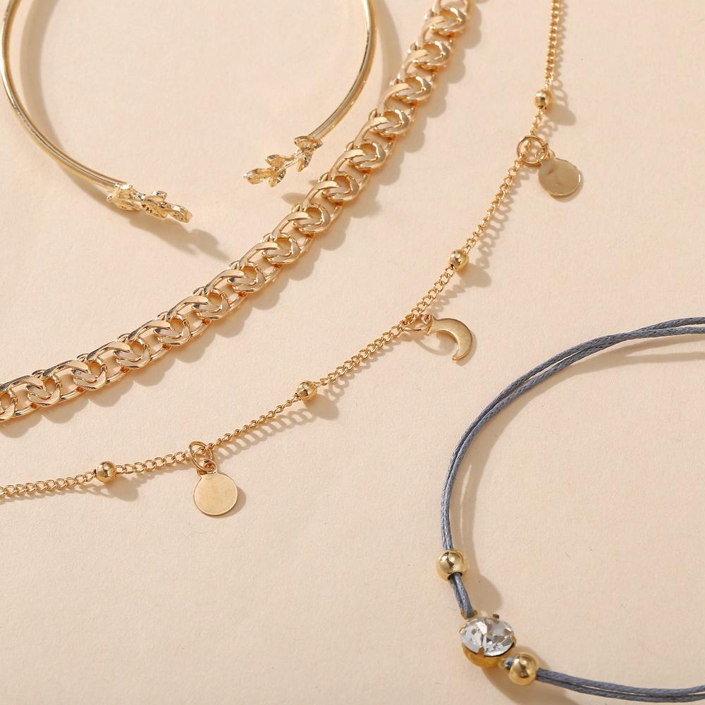 4 Piece Roman Bracelet Set With  Crystals Goldtone Bracelet ITALY Design