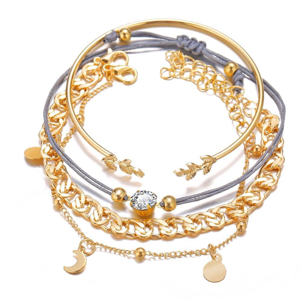 4 Piece Roman Bracelet Set With  Crystals Goldtone Bracelet ITALY Design