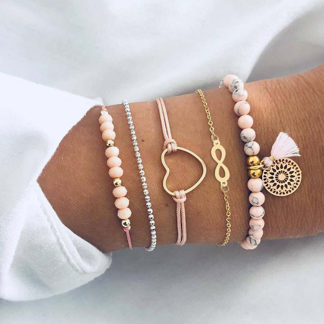 5 Piece Infinity Bracelet Set Goldtone Bracelet ITALY Design