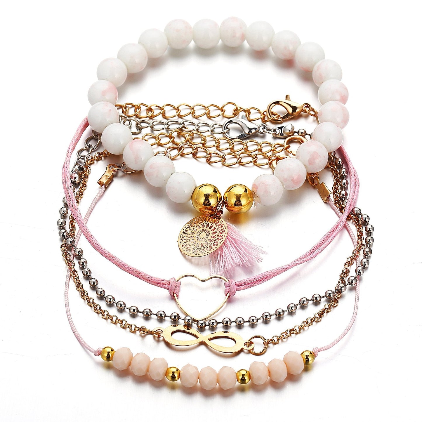 5 Piece Infinity Bracelet Set Goldtone Bracelet ITALY Design